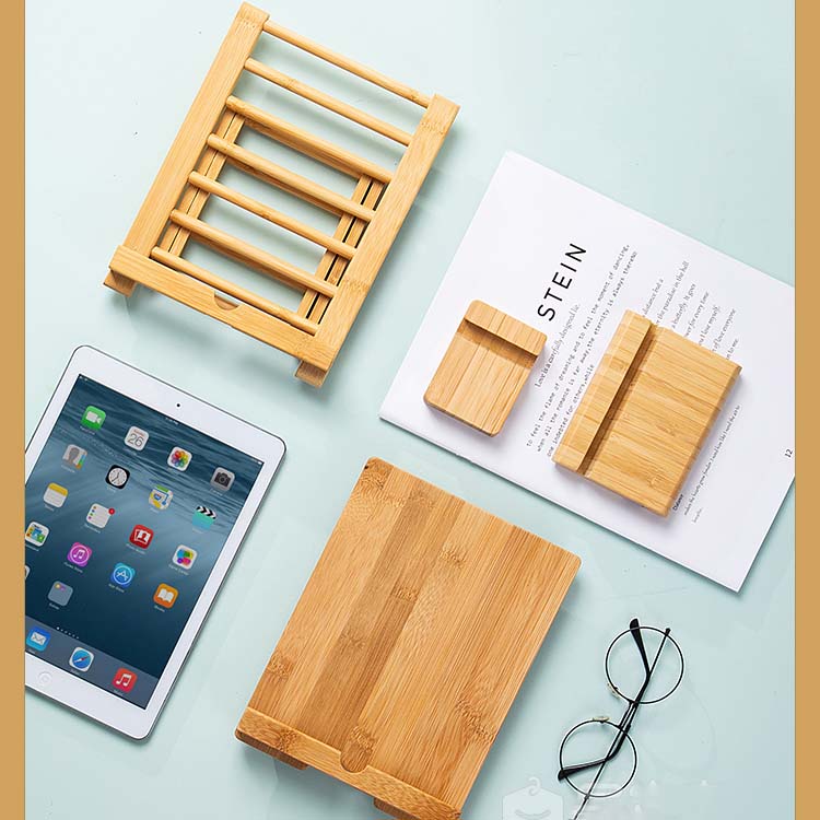 Folding Bamboo Wood Mobile Phone Holder Ipad Stand