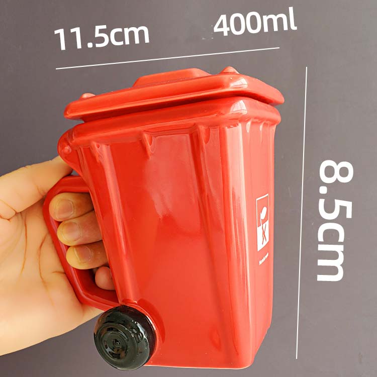 Fun Trash Can Shaped Ceramic Mug