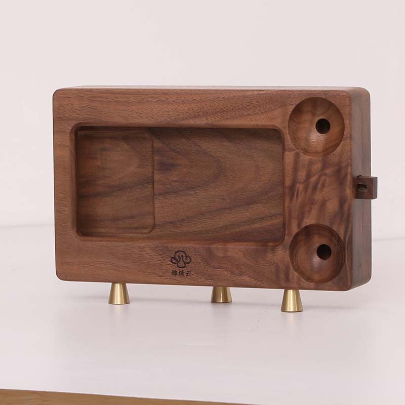 Retro Black Walnut Wooden Phone Holder Sound Amplify