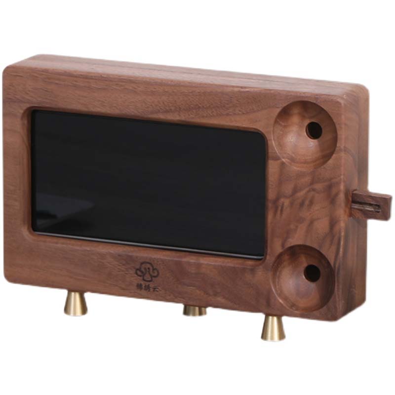 Retro Black Walnut Wooden Phone Holder Sound Amplify