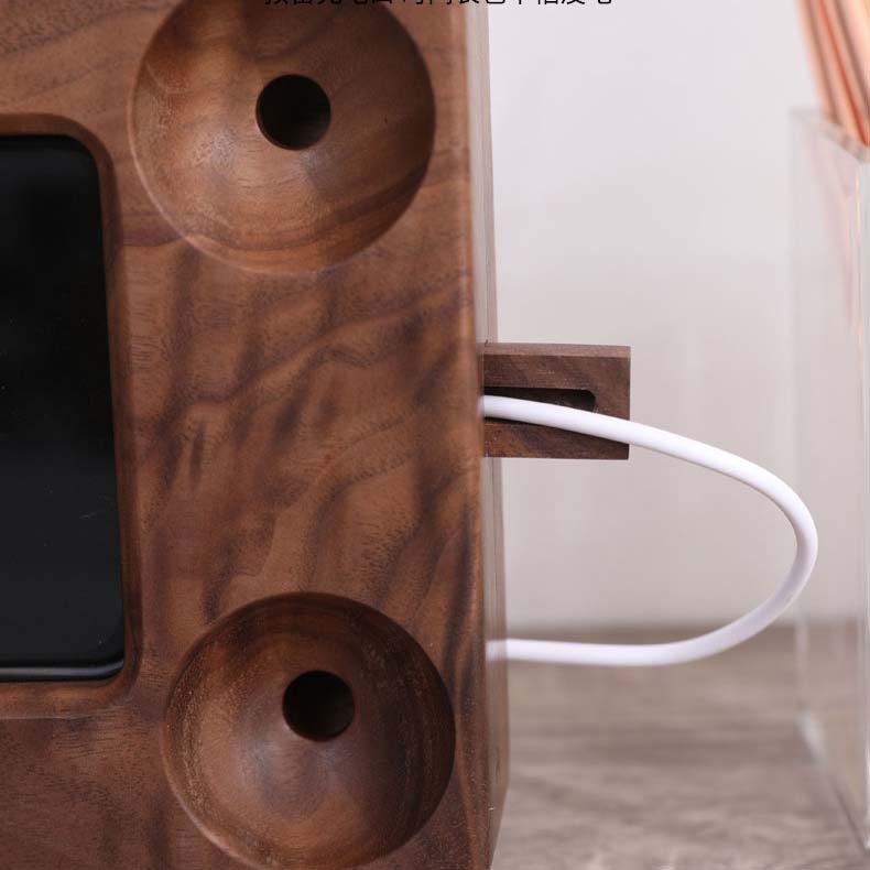 Retro Black Walnut Wooden Phone Holder Sound Amplify