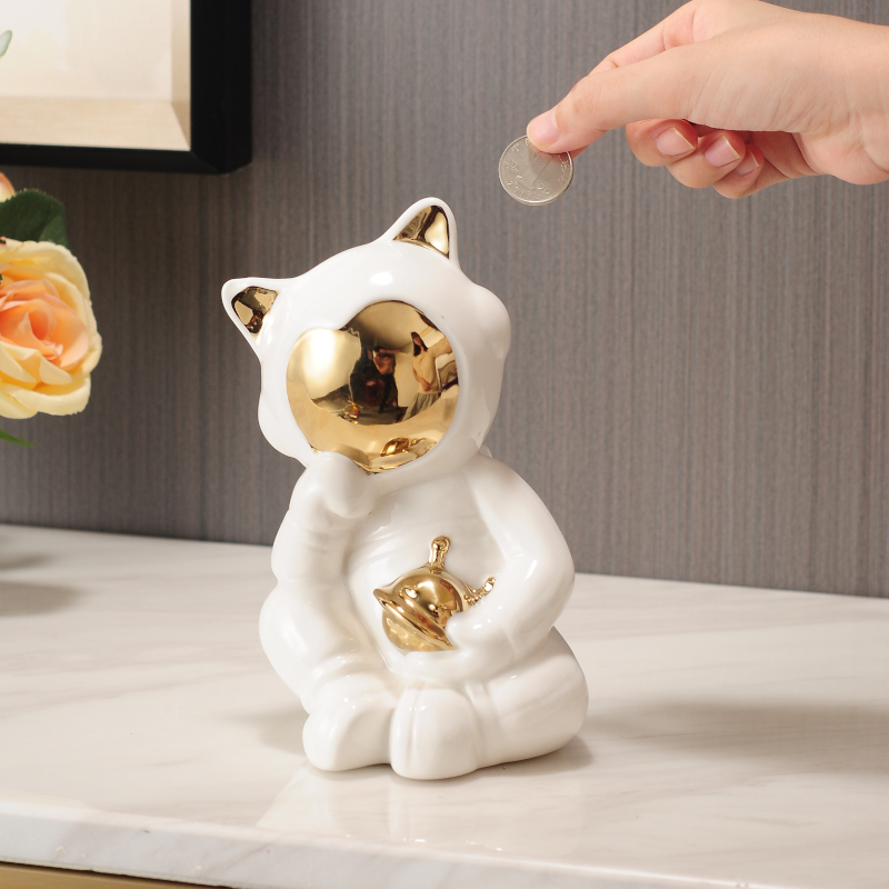 Astronaut Thinking Ceramic Piggy Bank