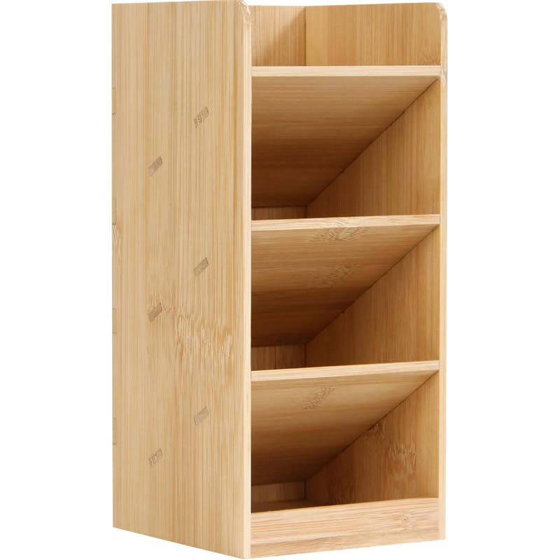 Bamboo And Wood Multi-grid Office Pen Holder Stationery Storage