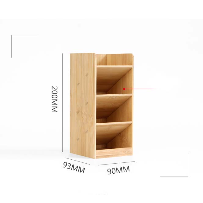 Bamboo And Wood Multi-grid Office Pen Holder Stationery Storage