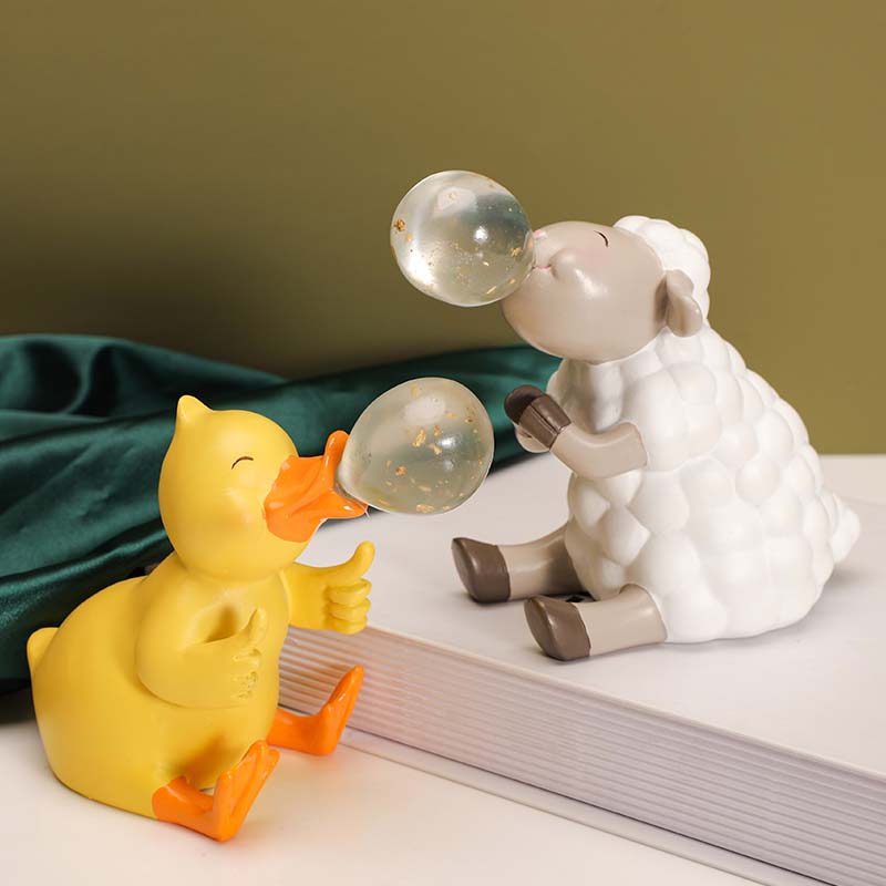 Blowing Bubbles Cartoon Small Animal Desktop Decoration With Lights