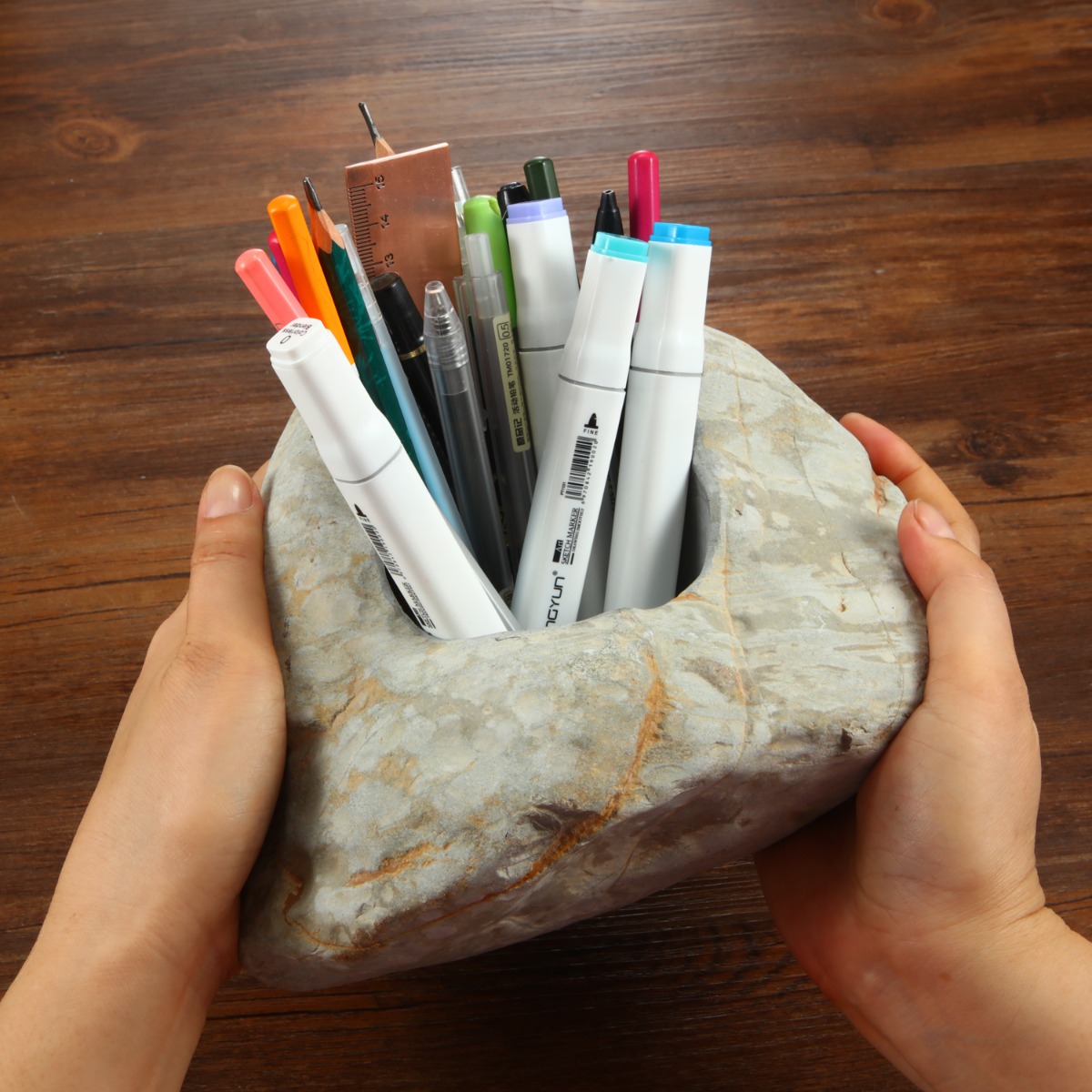 Natural Stone Drilling Office Storage Pen Holder