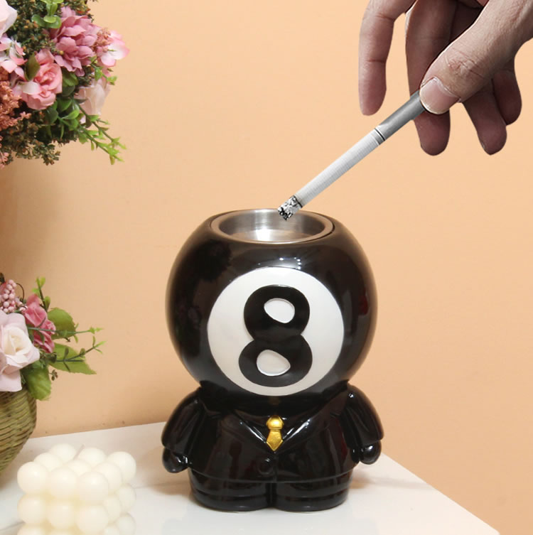 Billiards Ball Shaped Desktop Decor Ashtray