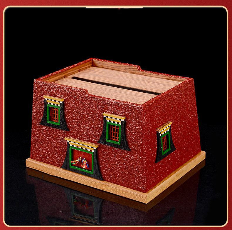 Classic Ancient Architecture Modeling Culture Art Wooden Tissue Box