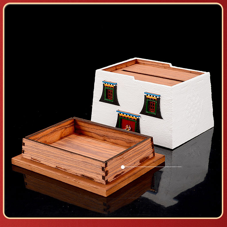 Classic Ancient Architecture Modeling Culture Art Wooden Tissue Box