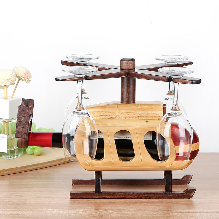 Classic Assembly Wooden Helicopter Wine Bottle Holder