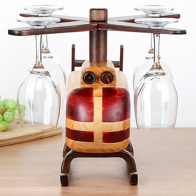 Classic Assembly Wooden Helicopter Wine Bottle Holder