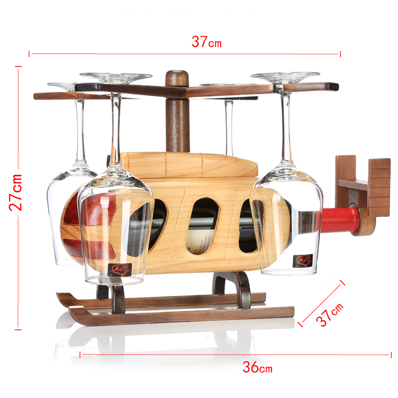 Classic Assembly Wooden Helicopter Wine Bottle Holder