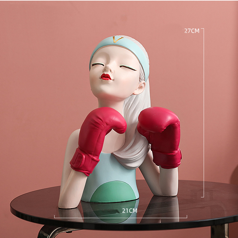 Cute Boxing Girl Art Sculpture Decoration Gift Idea