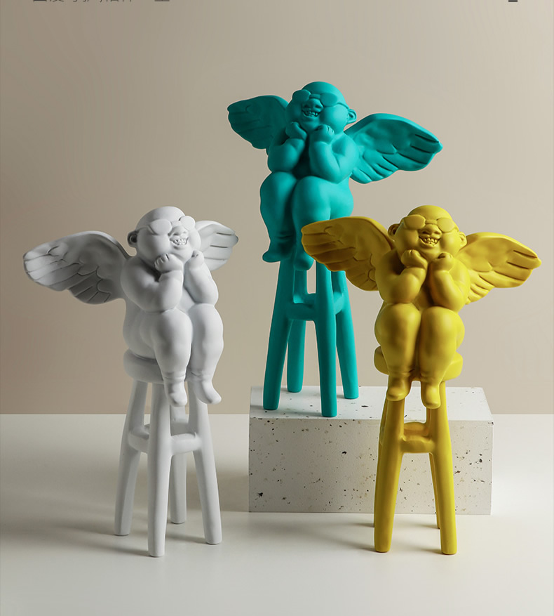 Cute Thinking Little Angel Resin Sculpture Decoration