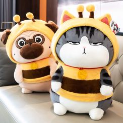 Cute Cat And Dog Dress Up Bee Plush Toy  Pillow Cushions