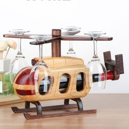 Classic Assembly Wooden Helicopter Wine Bottle Holder