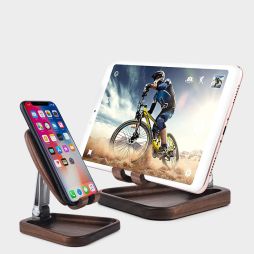 Simple Folding Black Walnut Wooden Phone Holder Ipad Stand