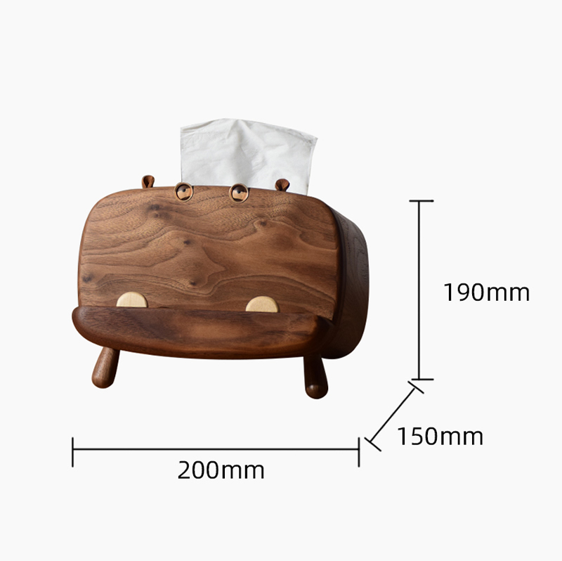 Funny Big Hippo Wooden Tissue Box Phone Holder