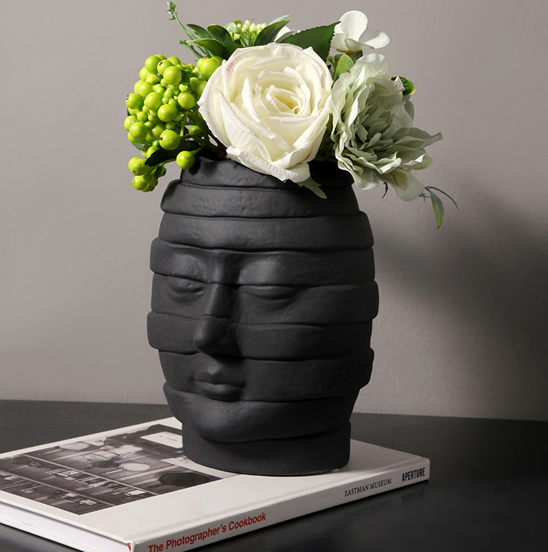 Modern Abstract Geometric People Face Art Flower Pot Home Personality Decoration