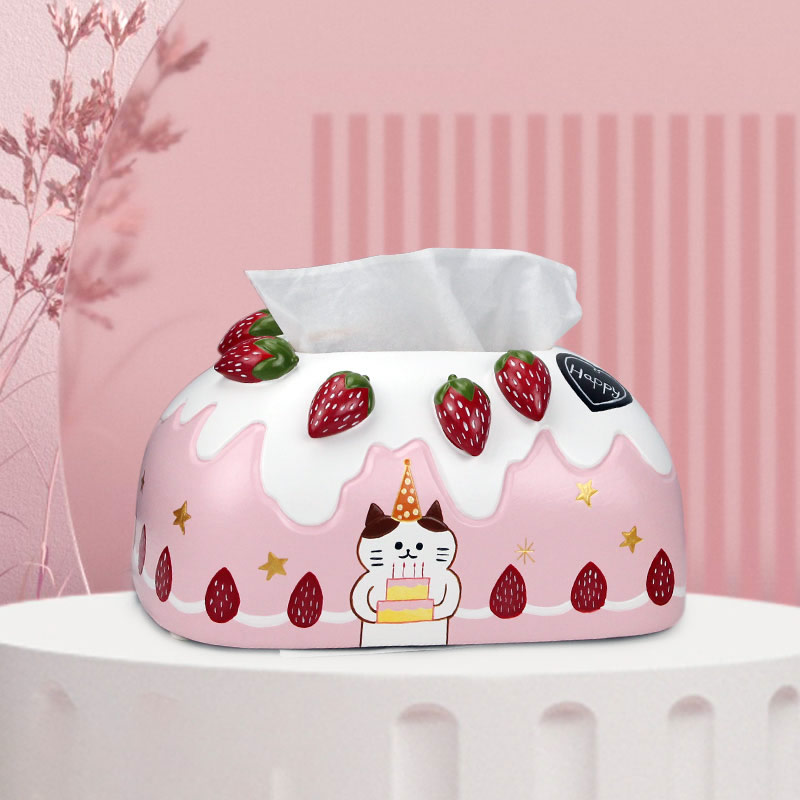 Strawberry-Themed Ceramic Tissue Box