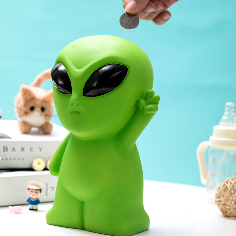 UFO Green Alien Cartoon Piggy Bank Personalized Gifts