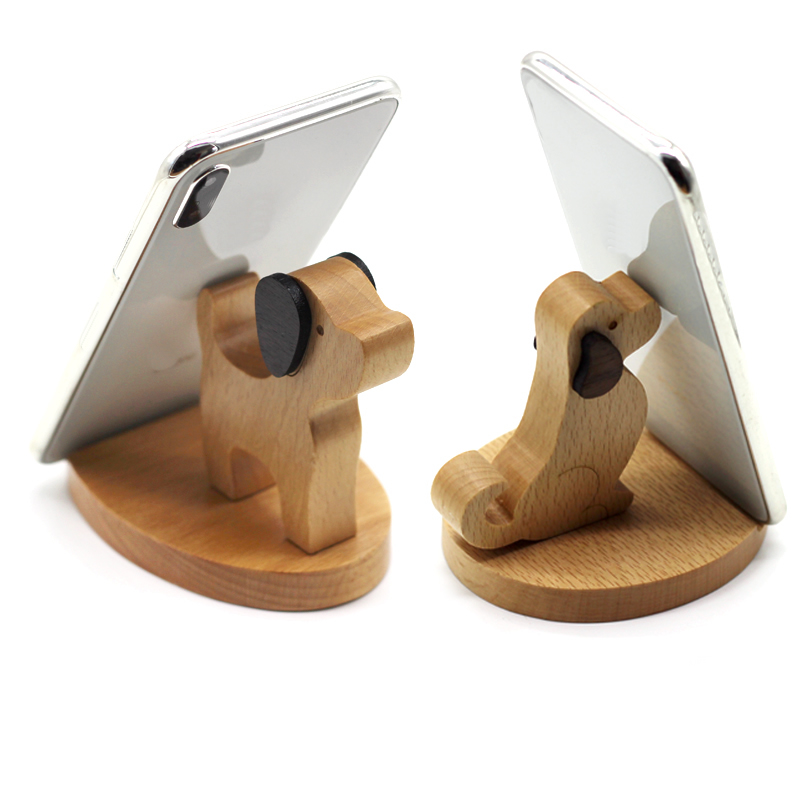 Wooden Cute Puppy Phone Holder