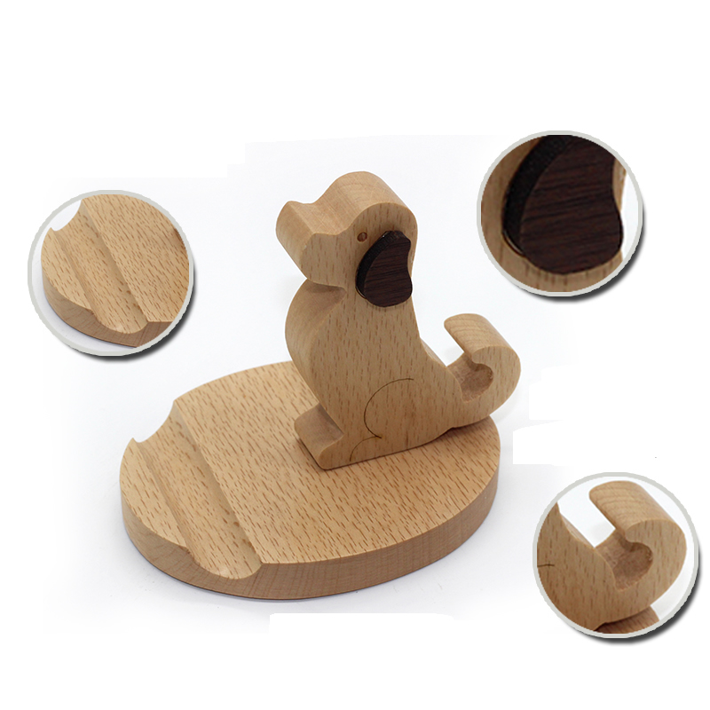 Wooden Cute Puppy Phone Holder