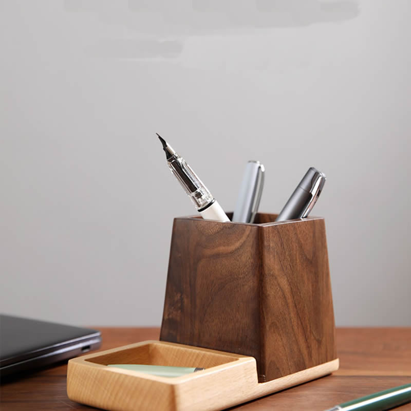 Wooden Pen Holder And Desk Organizer For Stationery Storage