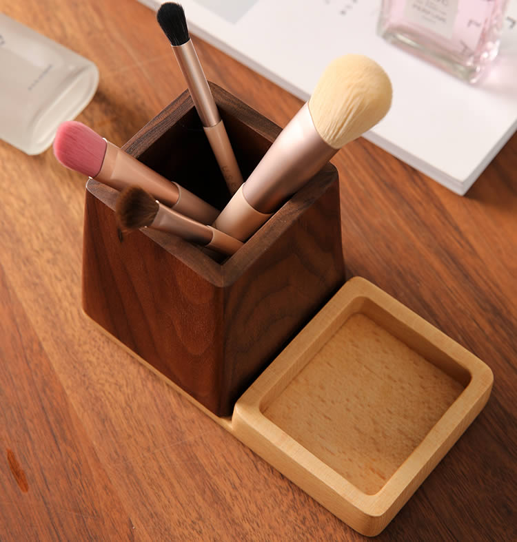 Wooden Pen Holder And Desk Organizer For Stationery Storage